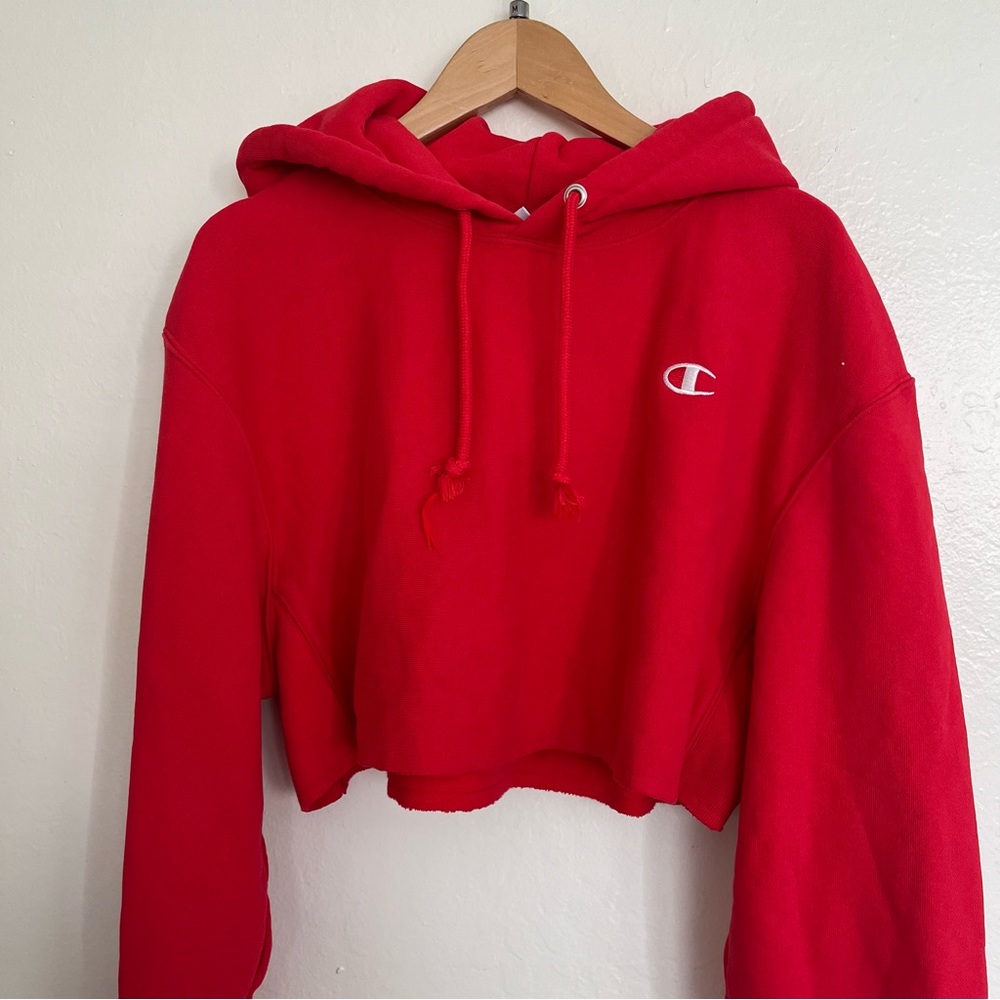 Red Champion crop top hoodie